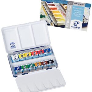 Caja metálica de acuarelas Van Gogh 12 pastillas + pincel plegable