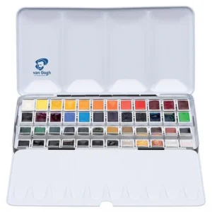 Caja metálica de acuarelas Van Gogh 48 pastillas + pincel