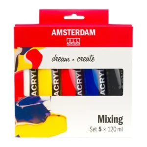 Estuche de acrílicos Amsterdam Colores Primarios 5 x 120 ml