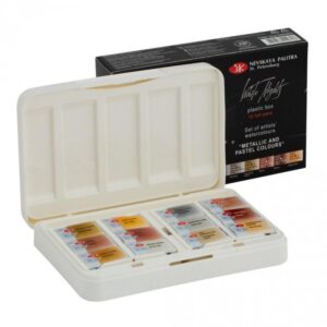 Caja de acuarelas rusas White Nights Colores Metálizados 12 pastillas San Petersburgo