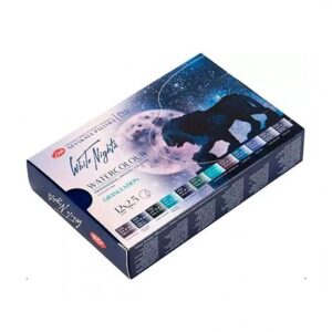 Caja de acuarelas rusas White Nights Colores Granulados 12 pastillas San Petersburgo
