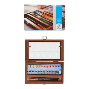 Caja de madera de acuarelas Van Gogh 24 pastillas + complementos