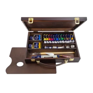 Maletín de madera de Óleo Extrafino Titan Arts 12 tubos + accesorios