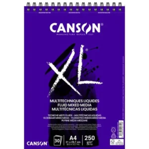 Bloc de espiral Canson XL Multitécnicas Técnicas Fluidas A4
