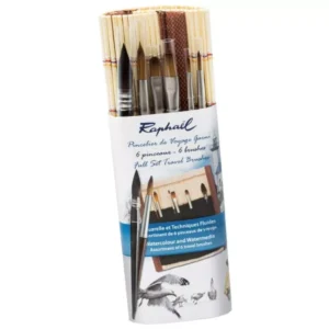 Estuche de Pinceles de viaje Raphaël para acuarela con esterilla de bambú