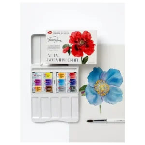 Caja de acuarelas rusas White Nights ATLAS BOTANICAL