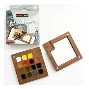 Mini caja de acuarela de viaje Artist nº5 en madera imantada